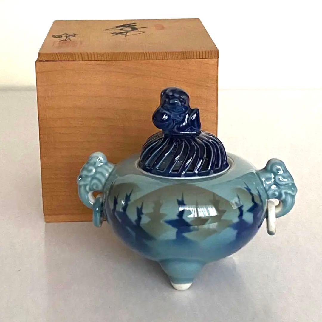 香道具　香炉　九谷焼　旭山　獅子　象耳