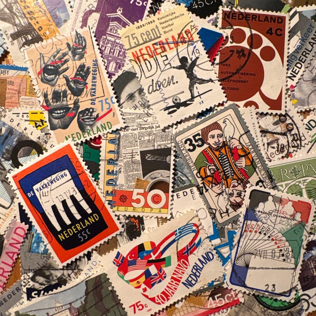 おしゃれな外国切手 オランダ カラフル 50枚 海外切手 紙もの 古切手