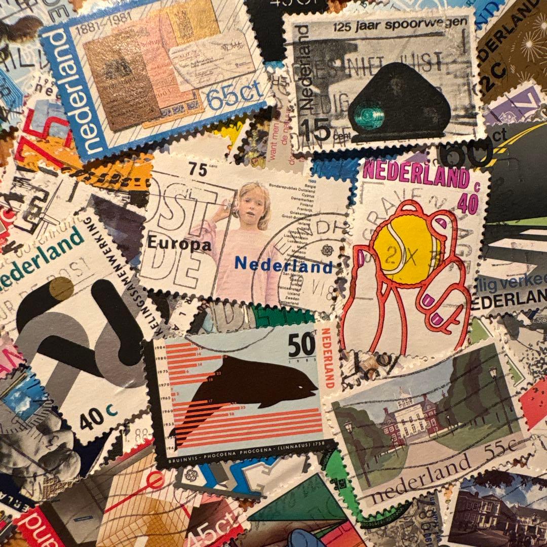 おしゃれな外国切手 オランダ カラフル 50枚 海外切手 紙もの 古切手