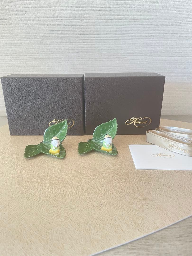 ヘレンド　マンダリンカードホルダー、お箸置き 2個セット新品未使用付属品全て有 源右衛門窯 染錦絵変り マンダリン箸置 食器 はしおき 箸置き