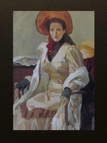 小磯良平、【座像】、希少な限定額装用画集画、新品高級額 額装付