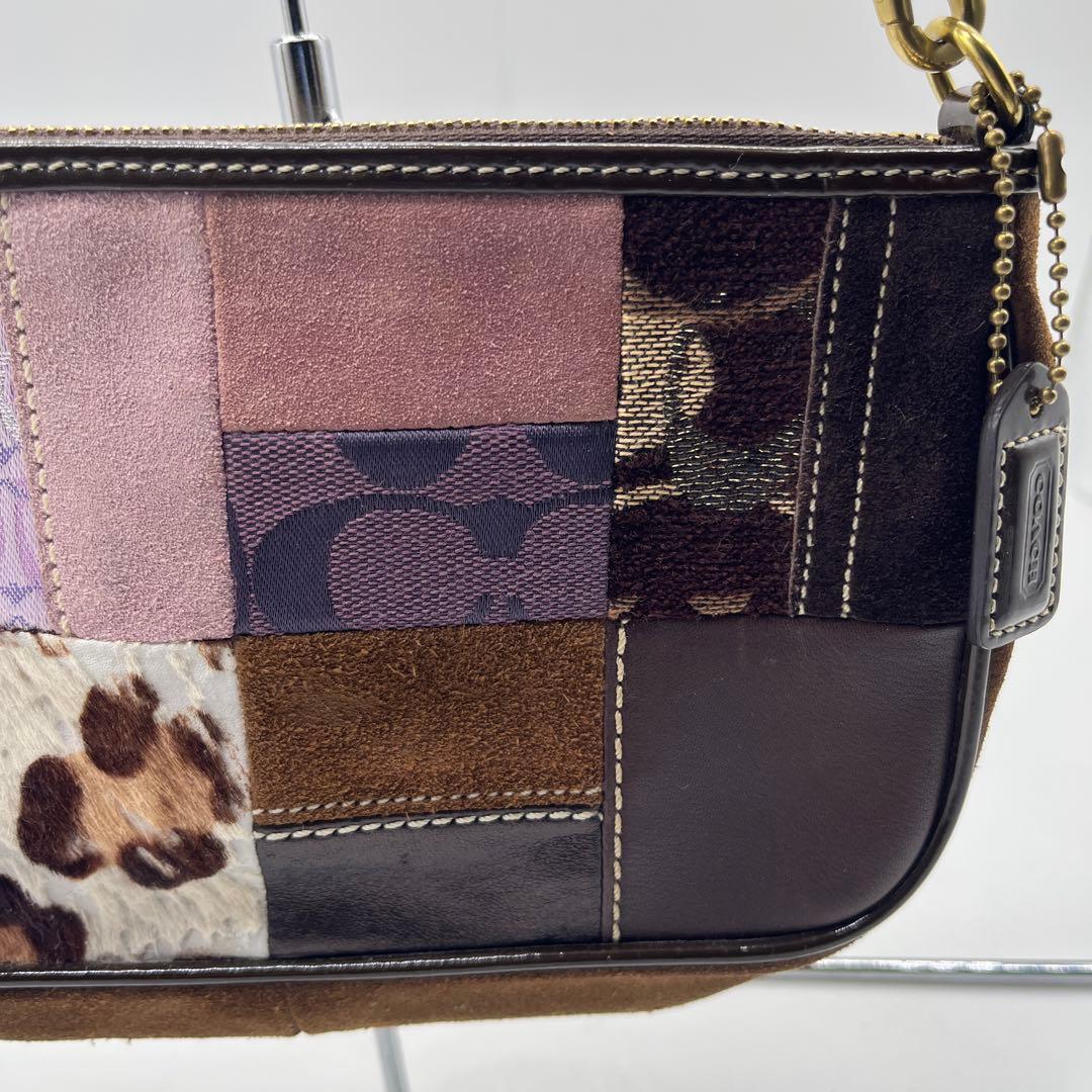 希少】COACH コーチ アクセサリーポーチ パッチワーク 総柄 ハラコ