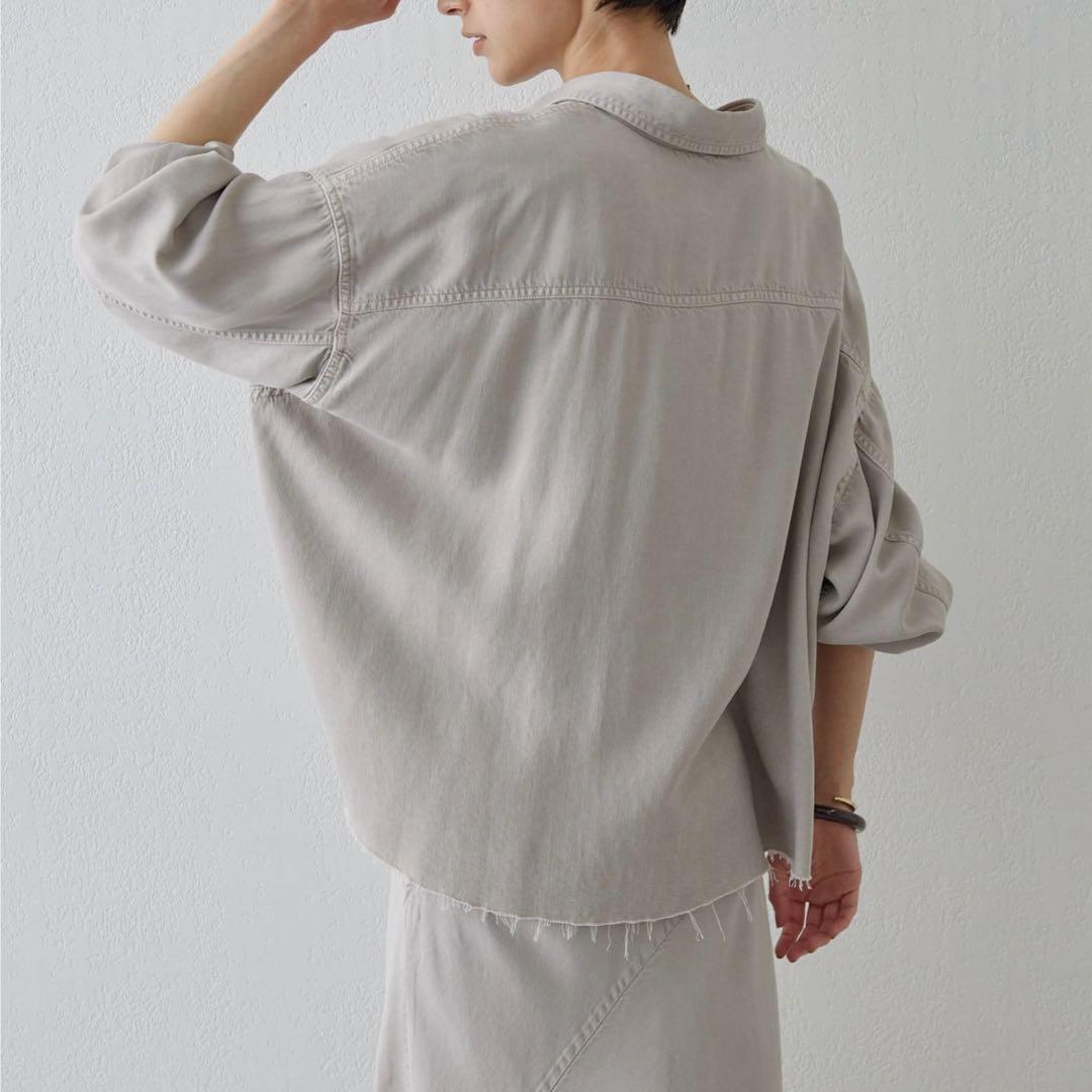 Whim Gazetteウィムガゼット テンセル（TM）繊維使用シャツ ベージュ