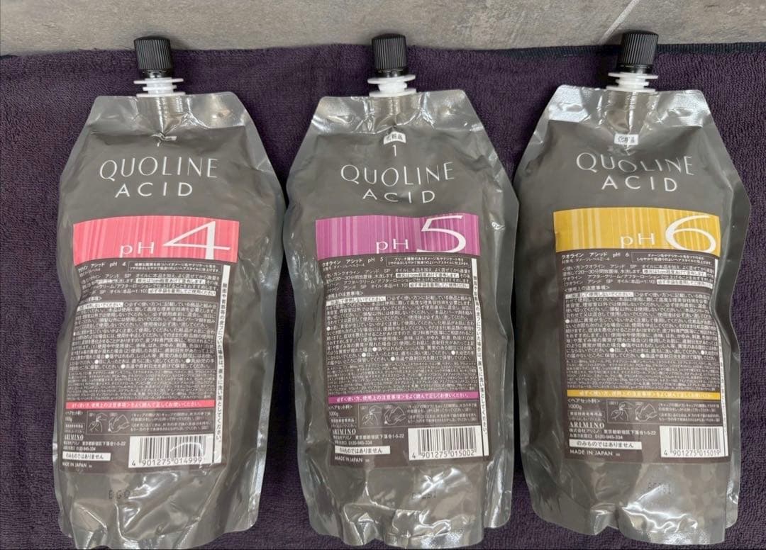 クオラインアシッド（PH4.5.6.）縮毛矯正薬剤3点セット