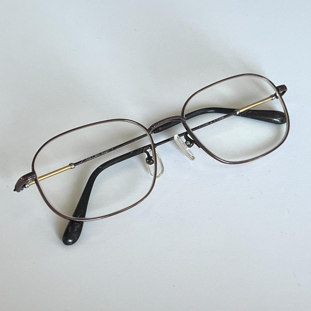 パリミキ K18デコレーション 眼鏡フレーム メガネ ブラウン 一部18金