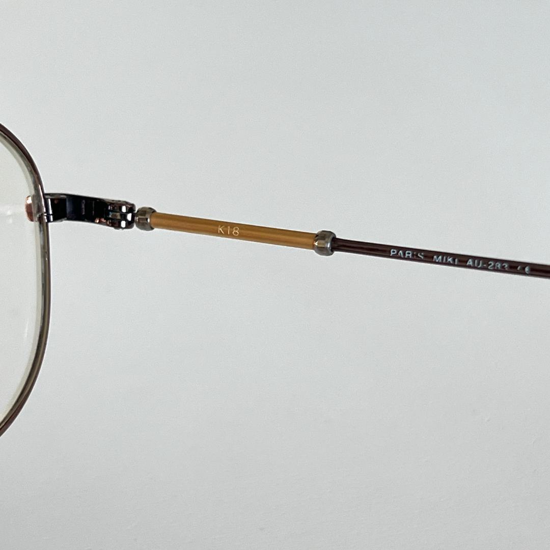 パリミキ K18デコレーション 眼鏡フレーム メガネ ブラウン 一部18金