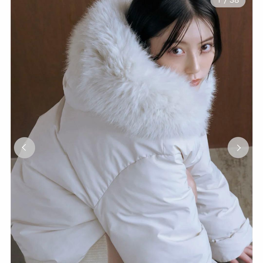 【SNIDEL】西川フードファーショートダウン *アイボリー(IVR)