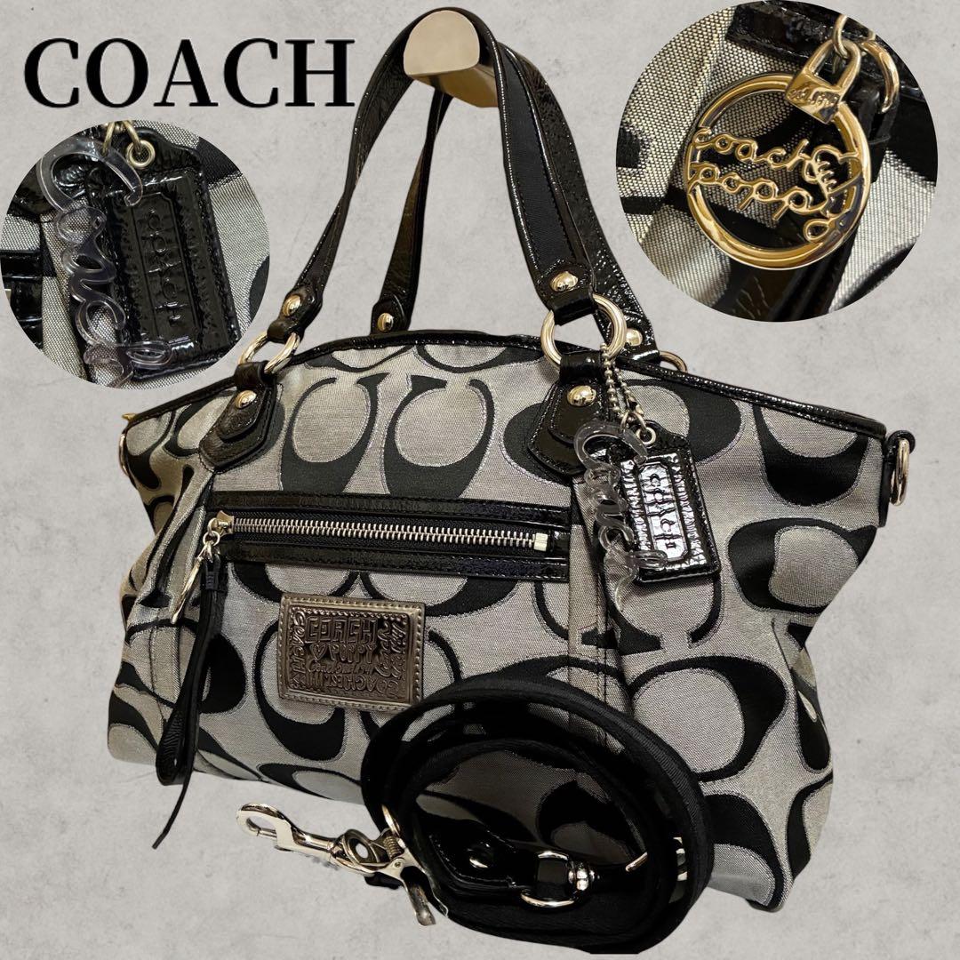 Y2K COACH コーチ 2way バッグ ショルダー ポピー 黒 - メルカリ