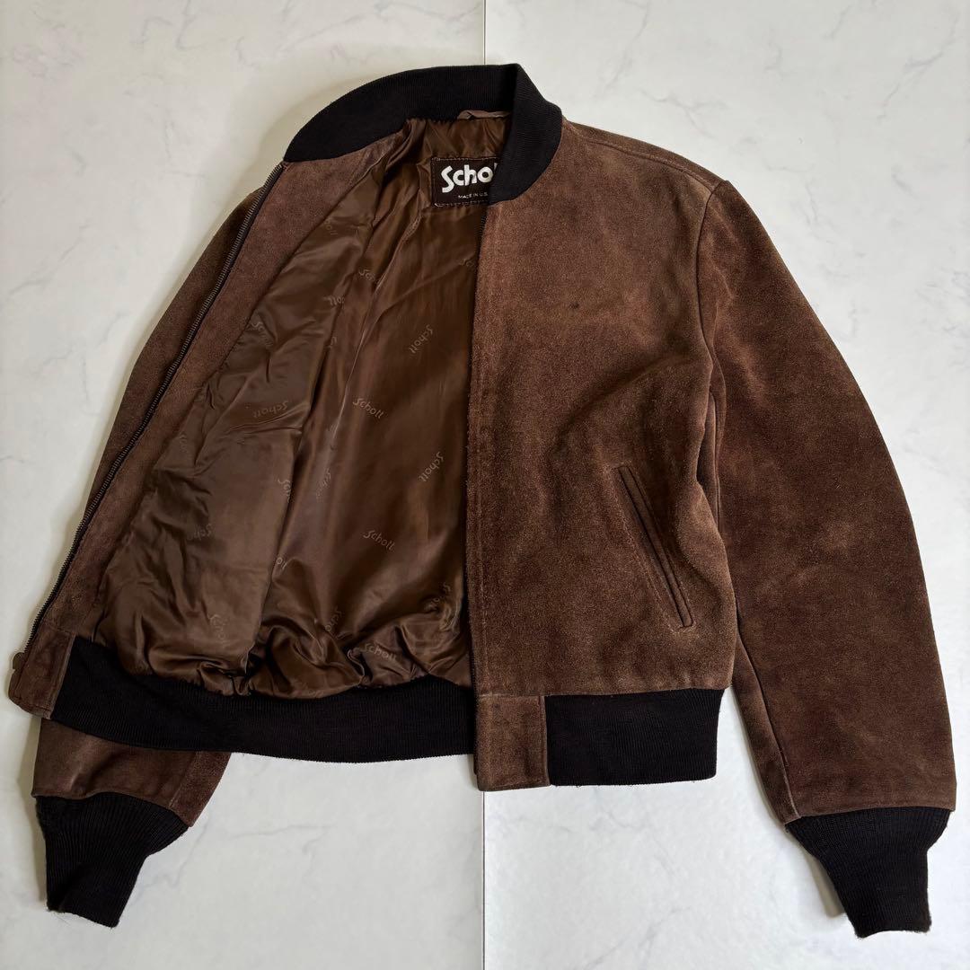 USA製 ショット スエード ボンバージャケット 40 アメカジ ブルゾン 本革