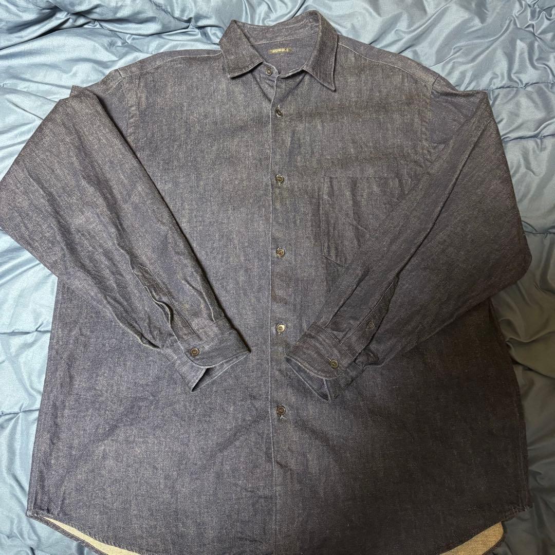 COMOLI ダークブルーデニム長袖シャツ
