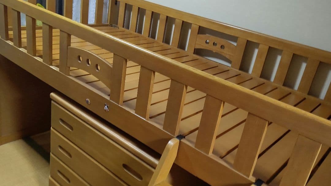 木製ロフトベッド 引き出し付き シングル