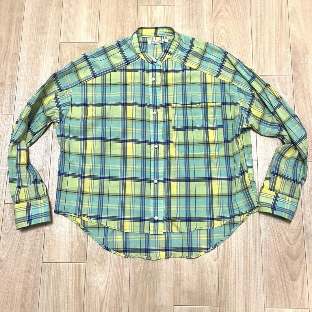 BLANC basque ブランバスク パールボタン チェックシャツ - メルカリ
