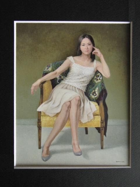 阪脇郁子、【Thoughtful】、希少な限定額装用画集画、新品高級額 額装付