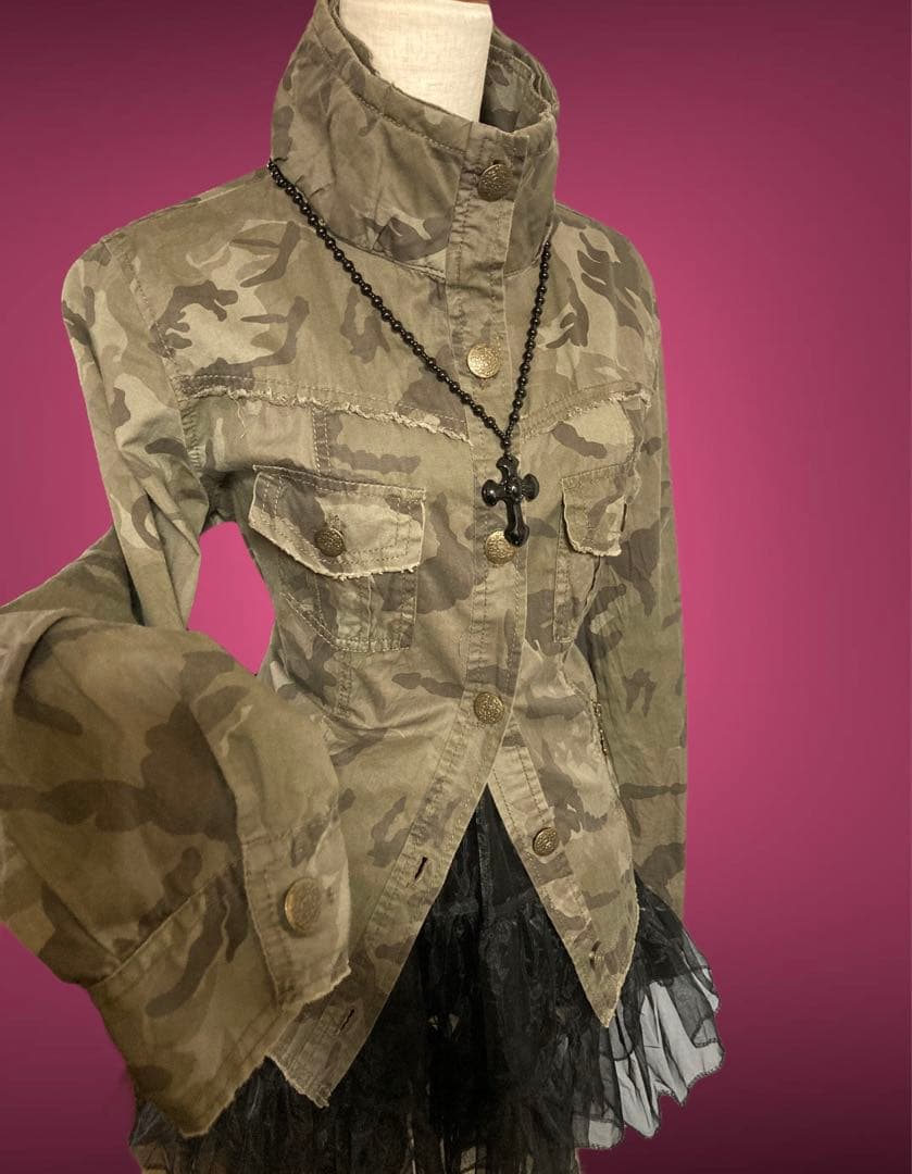 y2k平成ギャルパンク迷彩ミリタリーフードフェアリーグランジ古着ロックNANA