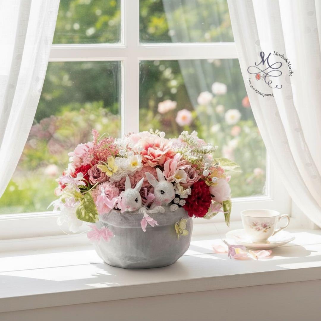 ひな祭り うさぎ のアレンジメント｜春のアニマルシリーズ・メルヘンイースター