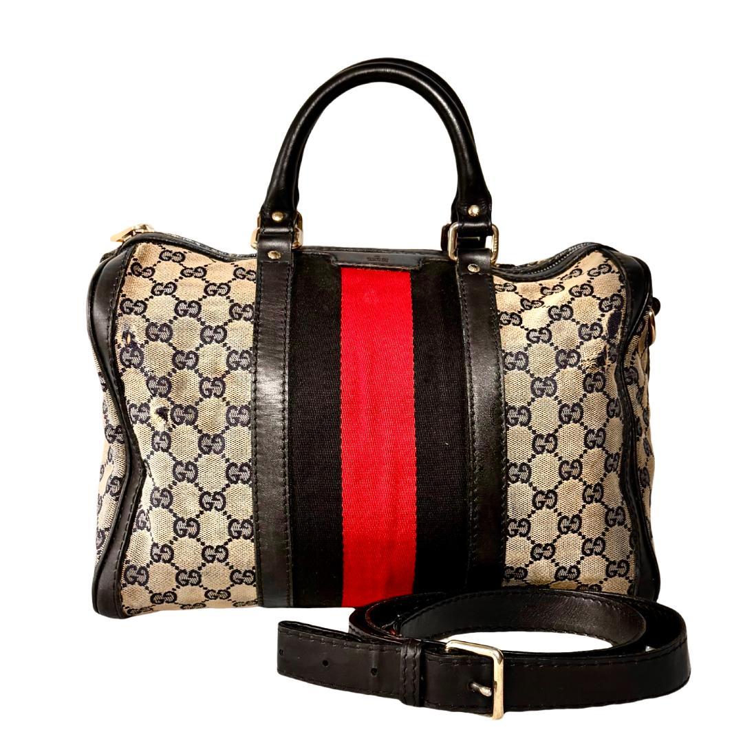 GUCCI　グッチ　GGキャンバス　ボストンバッグ　２way　シェリーライン