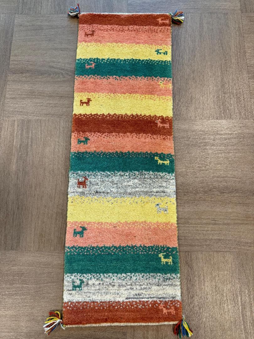 122x40cm ペルシャギャッベ ランナー (ギャベ) ペルシャ絨毯 ギャッベ