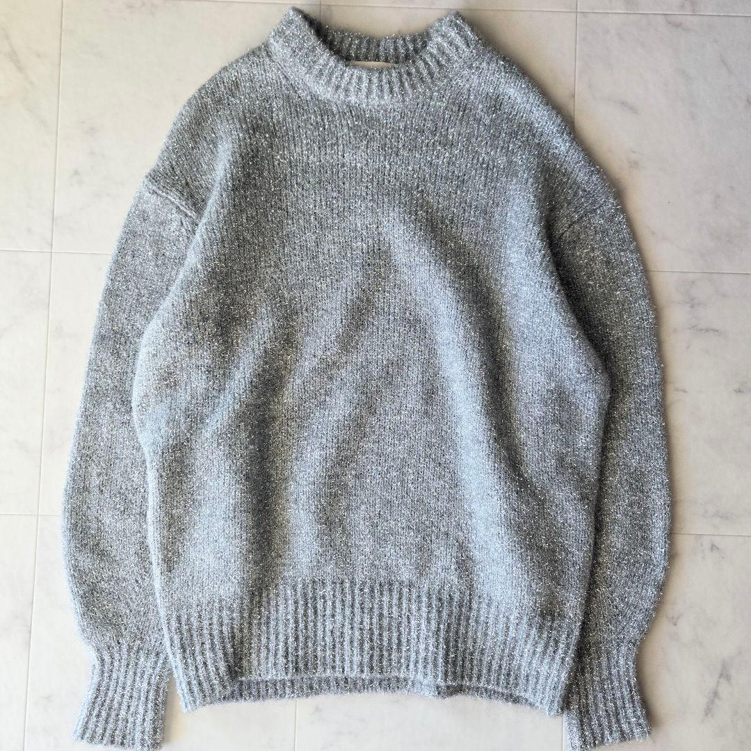 美品✨アンスクリア　ラメプルオーバー　ラメニット　シルバー　銀　オーバーサイズ エルフランク ELFRANK ラメニットプルオーバー（シルバー