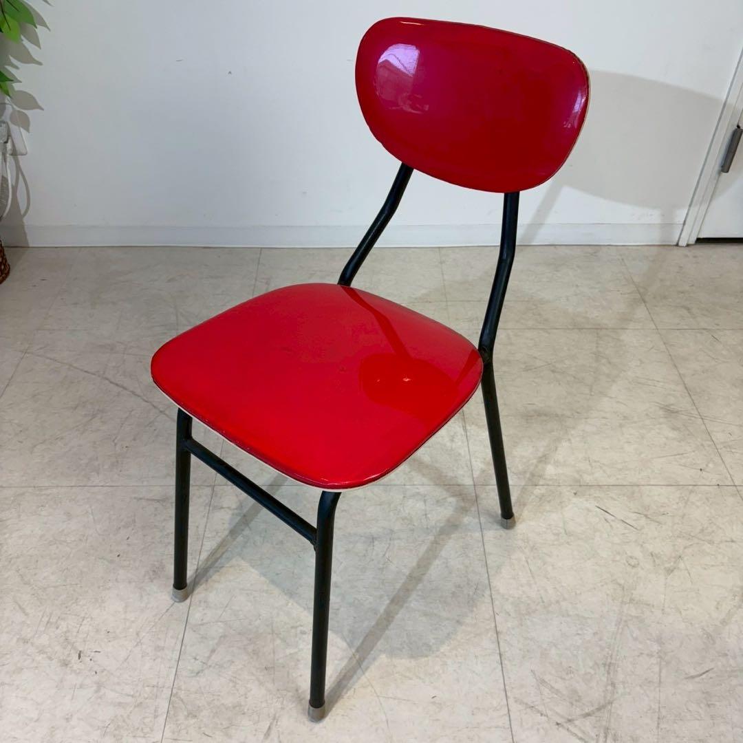レトロポップ 食堂椅子 パイプ椅子 チェア 赤色 - メルカリ