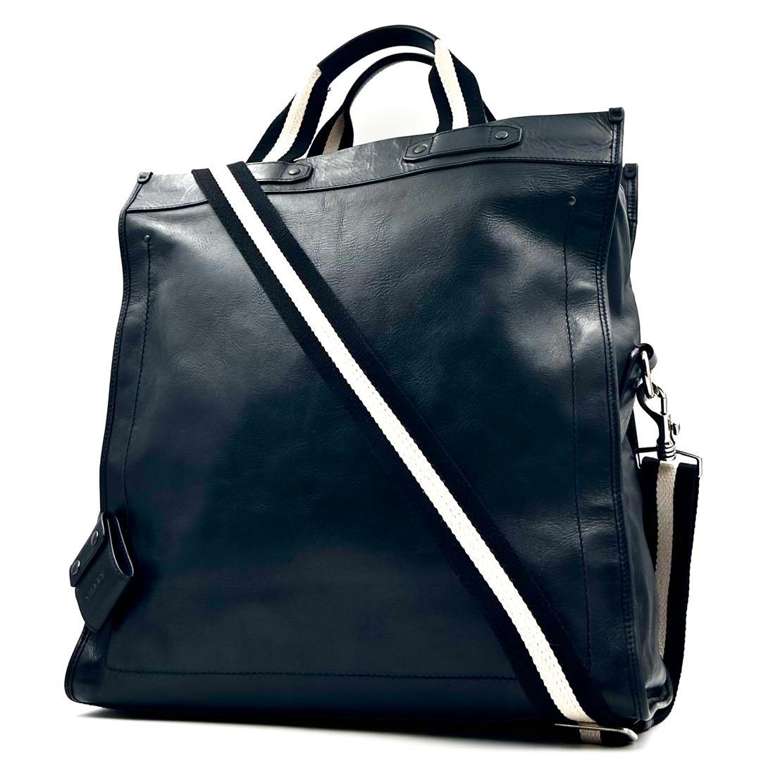 美品》BALLY メンズ ビジネス トレスポ レザー 2WAYトートバッグA4