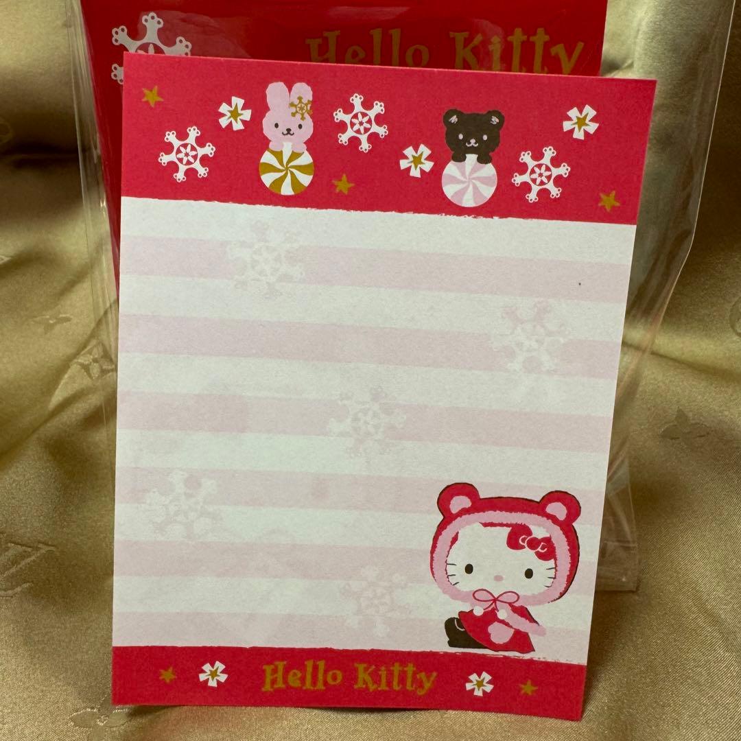 キティ 平成レトロ♡くま頭巾♡ダイカットメモ♡いちご抱っこ♡少し