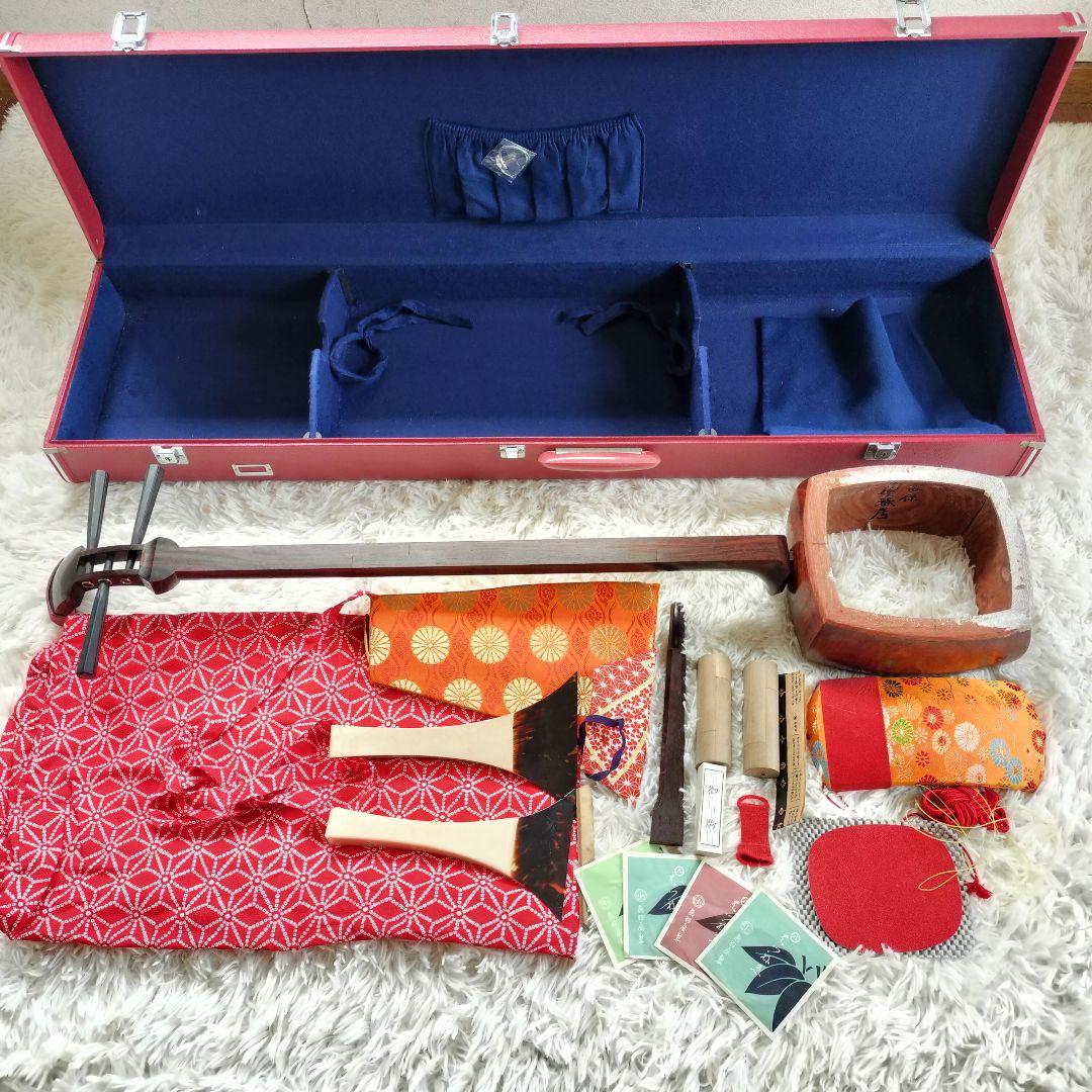 三味線 三絃一式 黒檀 ハードケース付き