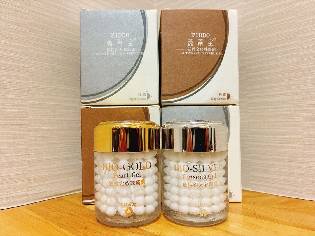 【新品】VIDBO 上海 無錫 真珠クリーム 4個セット（金×2、銀×2）袋付き