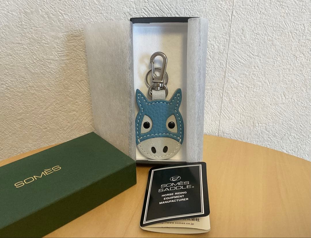 完売品 ソメスサドル 馬メンコキーホルダー ブルー SOMES