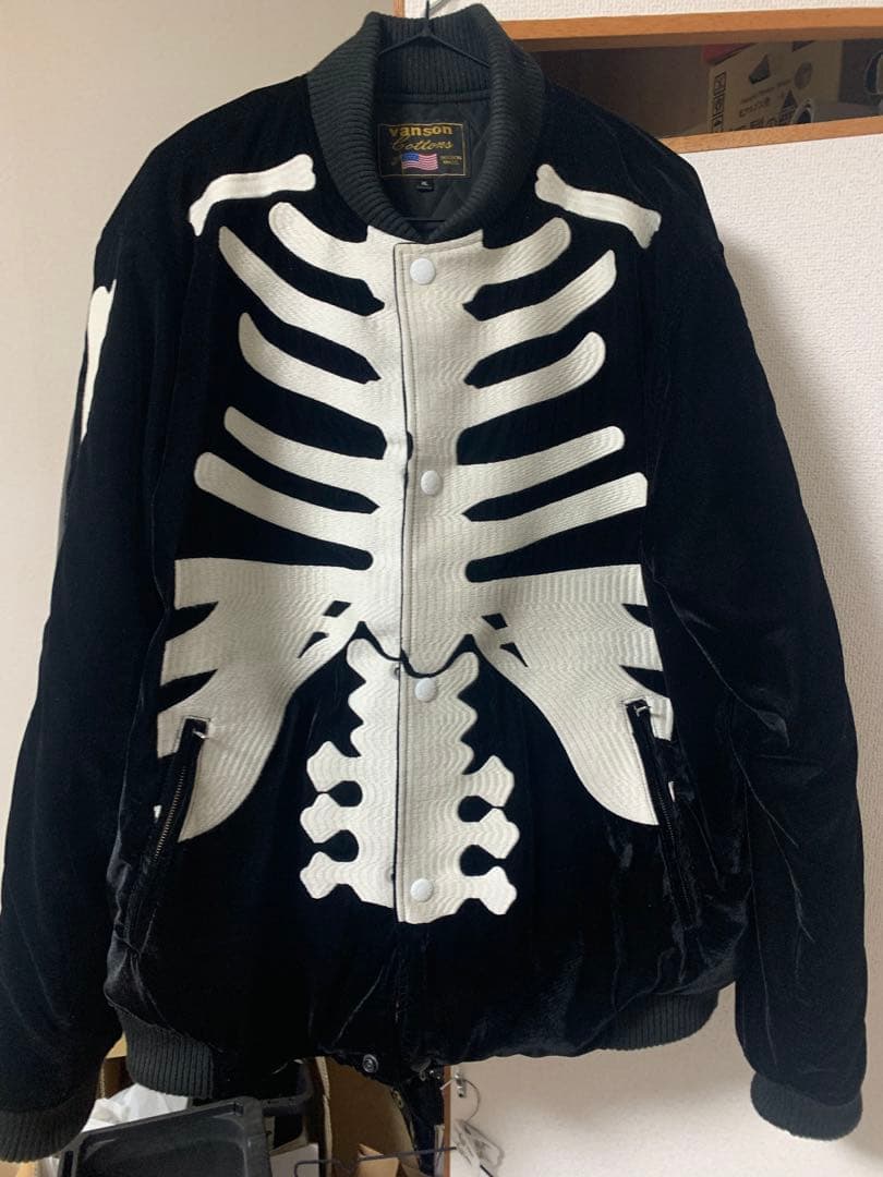 vanson ボーン刺繍ベロアジャケット XL