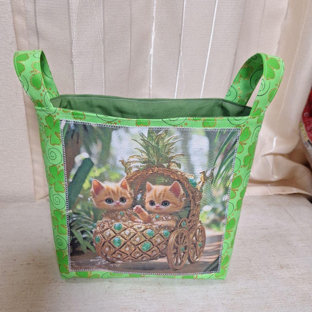 激レアパネル生地 ハンドメイド 布バスケット