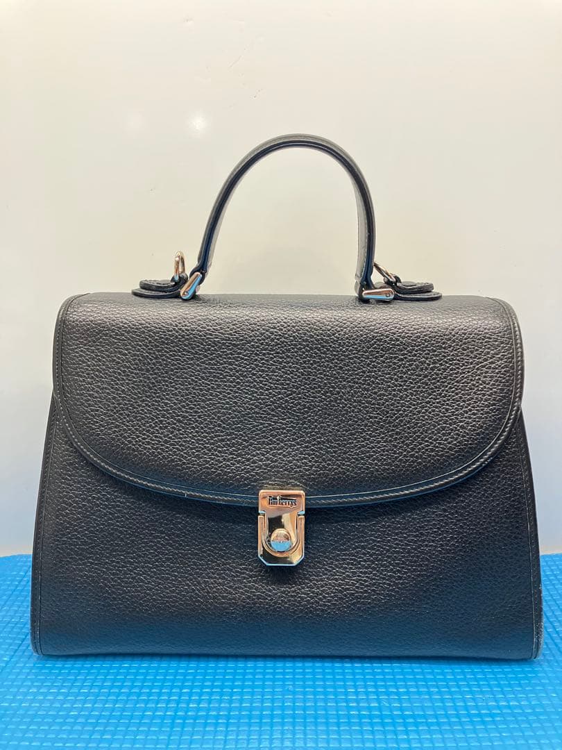 E04）BURBERRYS バーバリー レザー フォーマル ハンドバッグ 黒