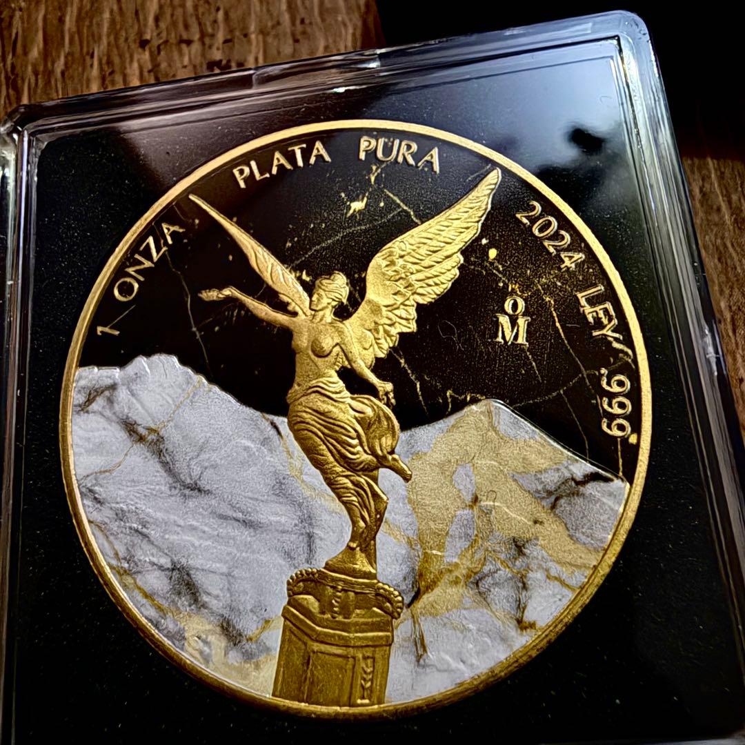 レア☆2024 リベルタード ゴールデンマーブル 1oz 銀貨 純銀 メキシコ