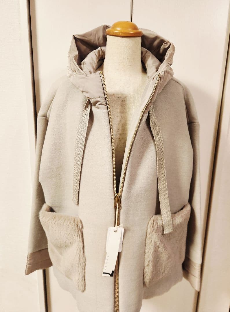 が*ん様 新品　soeur7☆フード付きジャケット フェイクファーポケット　グレ フード付きフェイクファージャケット 8754301 | KATE SPADE NEW