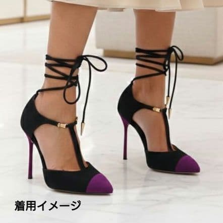 美品】セルジオロッシ パンプス 34 スエード ブラック パープル