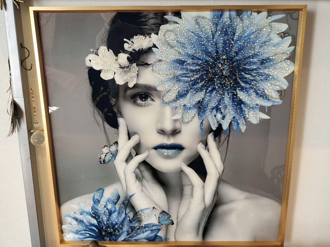 水晶アートパネル　水晶画　女性