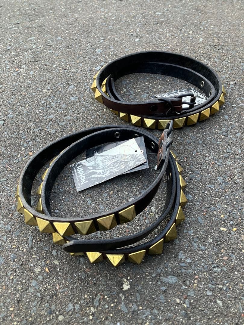 モダンパイレーツ 本革 スタッズベルト 鋲 W34 黒 金 ブラック