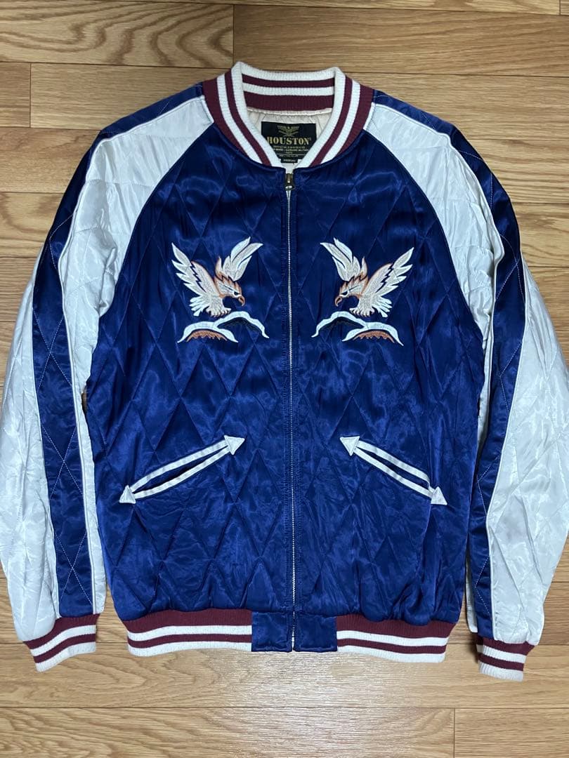 HOUSTON スカジャン 鷹 青