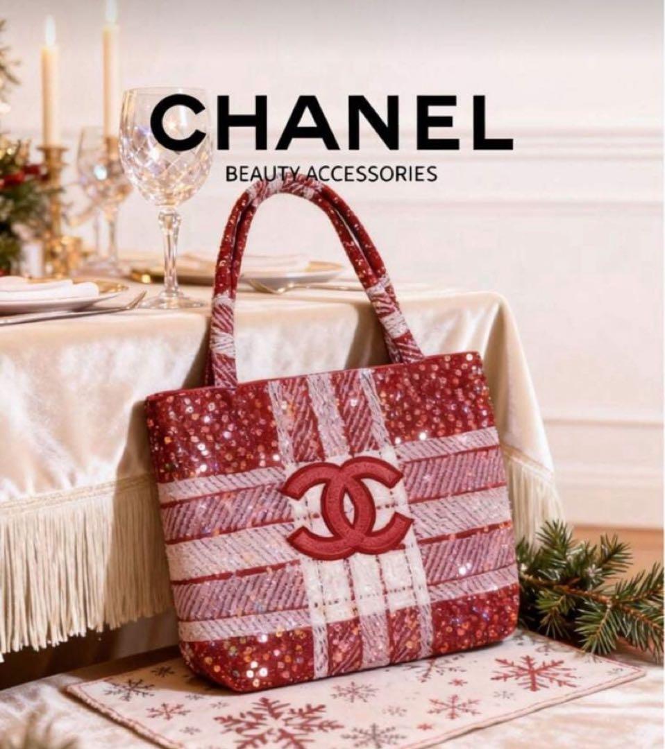 CHANEL スパンコール　トートバッグ　シャネルノベルティ