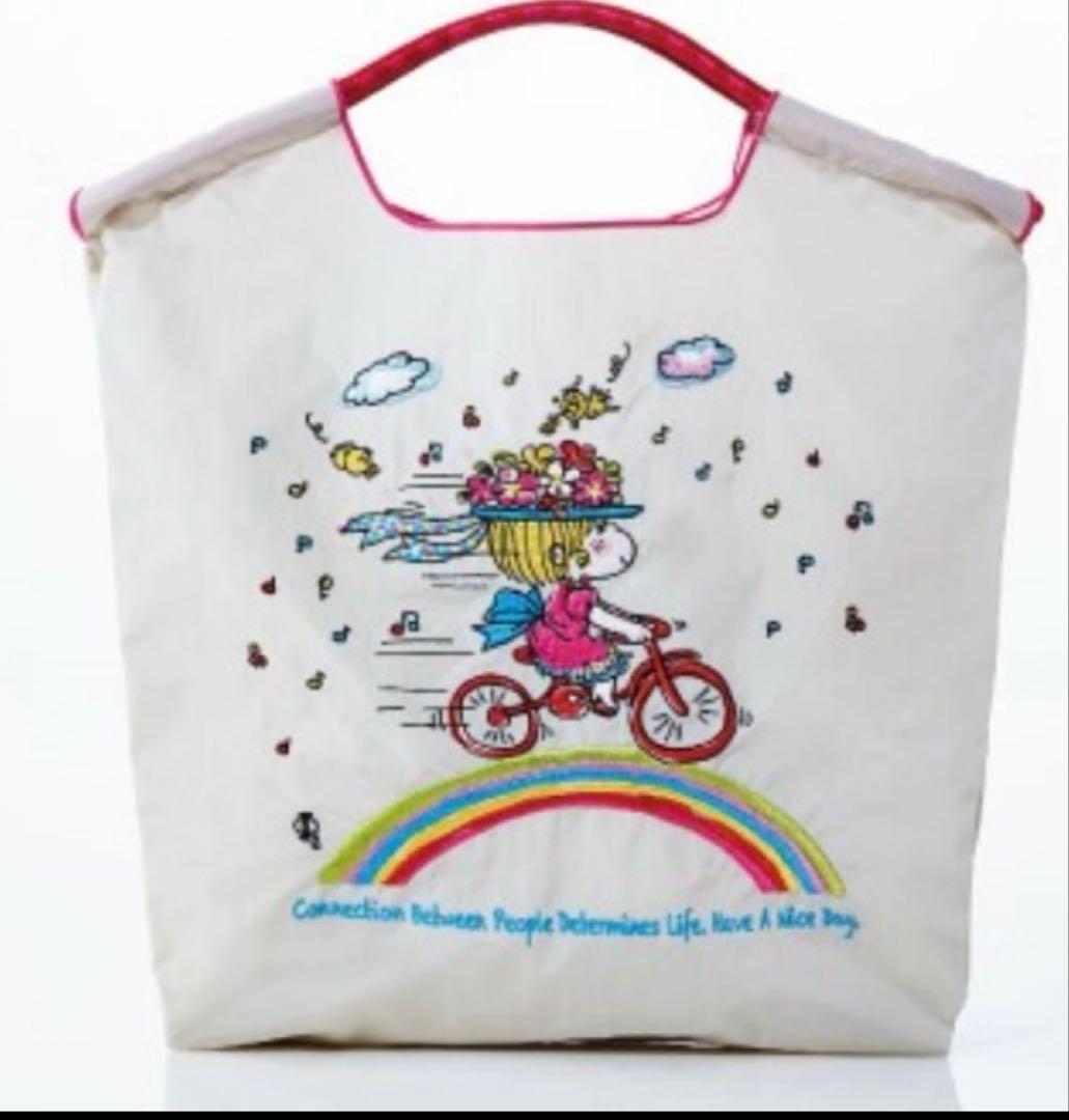 【新品】ボールアンドチェーン　水森亜土 エコバッグ　ライトグレー　高島屋限定 ボールアンドチェーン コラボ 水森亜土 アドちゃん 高島屋限定 エコ