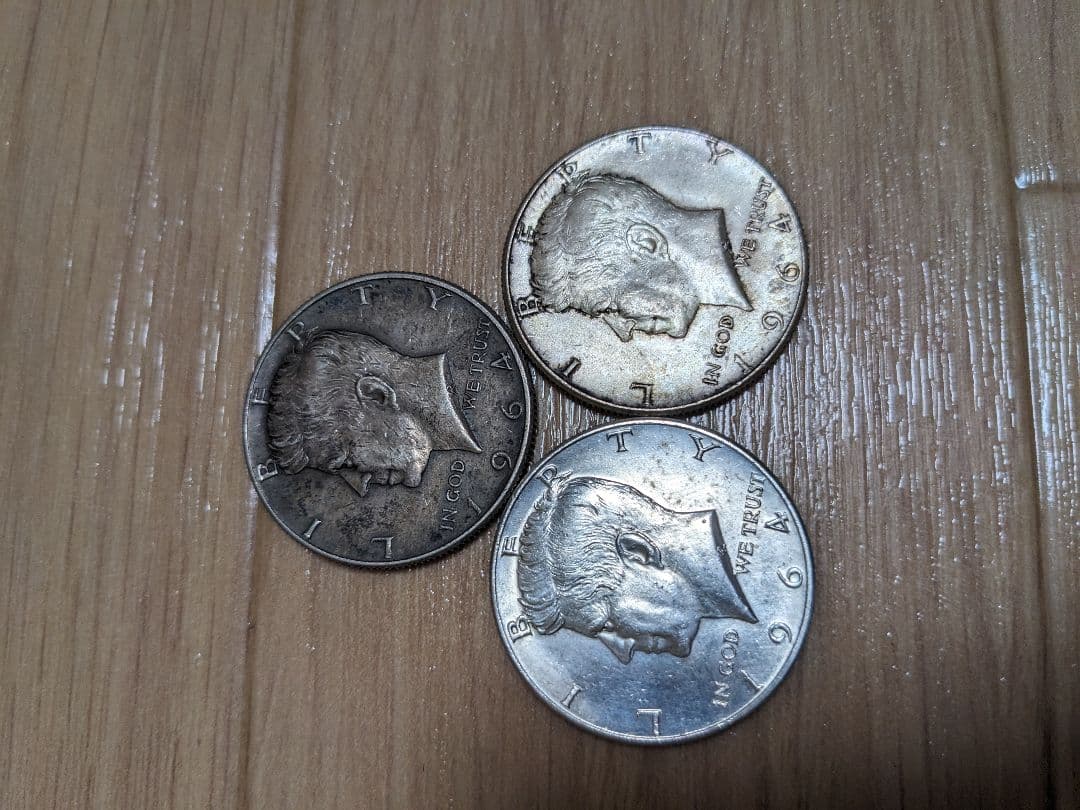 1964年　ケネディ　ハーフダラー　銀貨　3枚まとめて