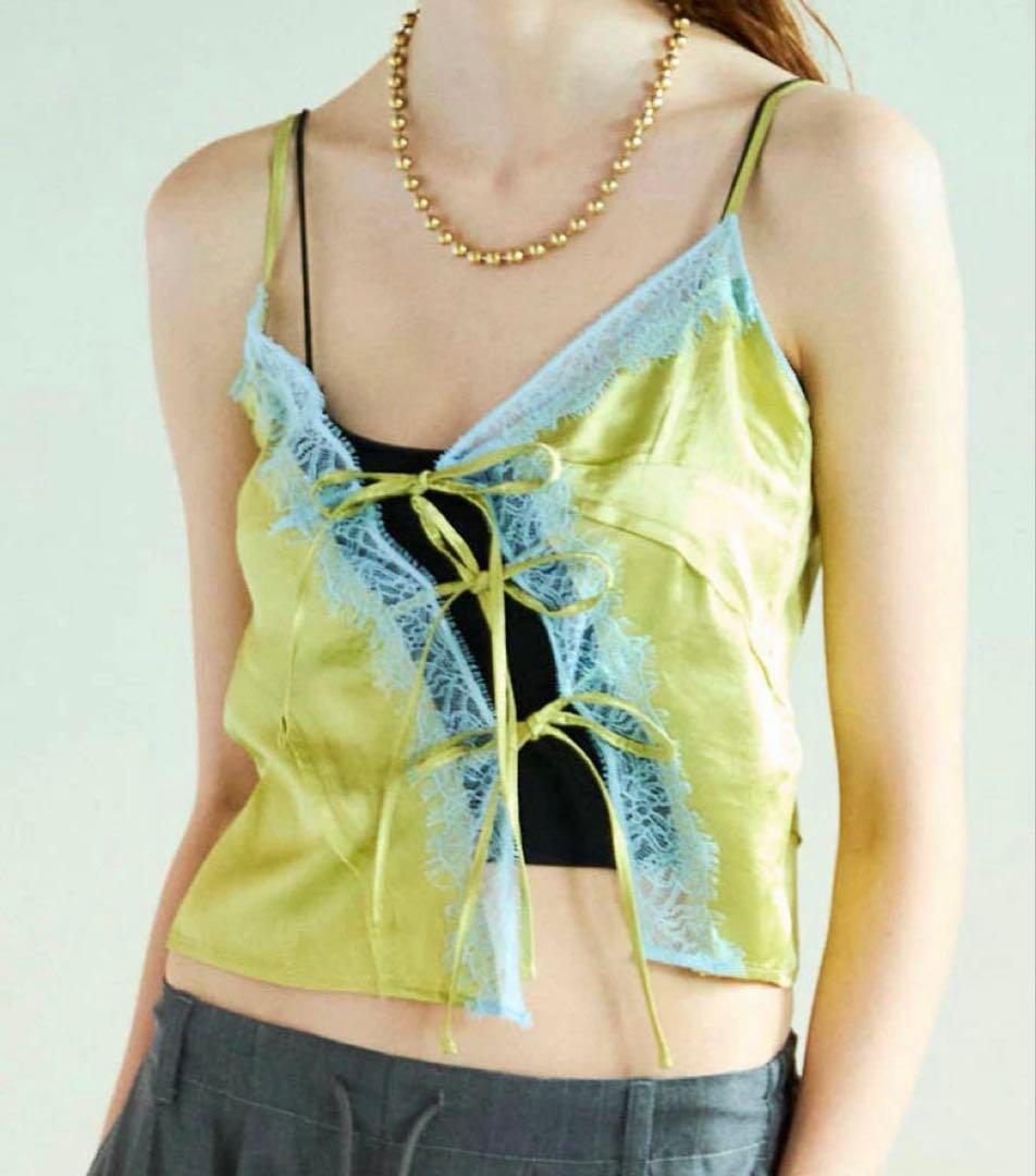 メゾンスペシャル　Lace Docking Satin Camisole
