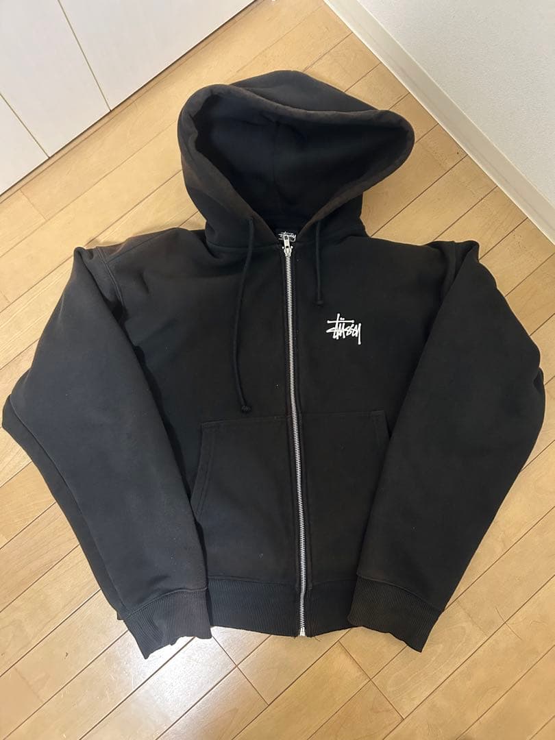 Stussy ブラック ジップパーカー Lサイズ