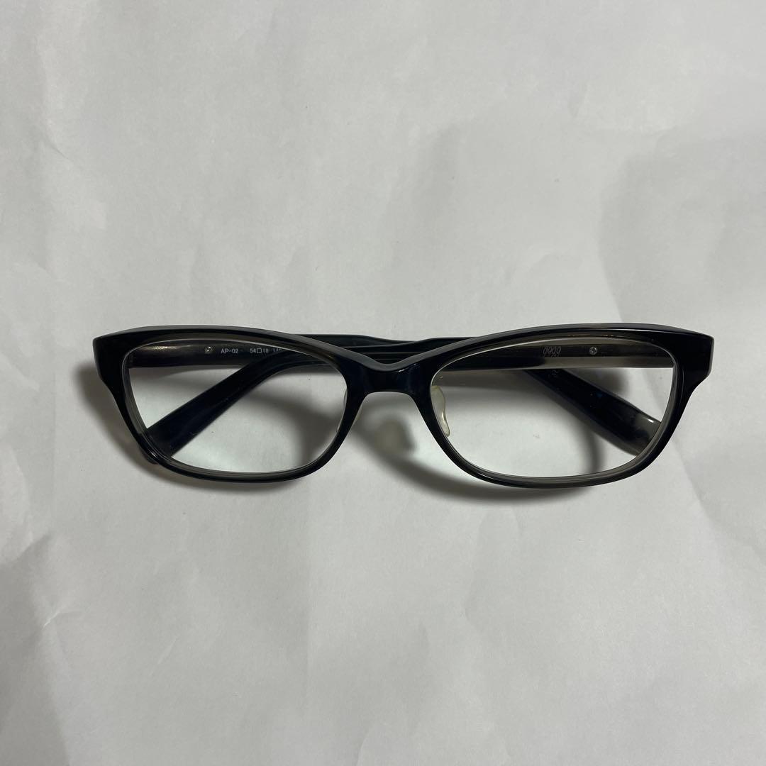 999.9ブラック スクエアメガネ ケース付き