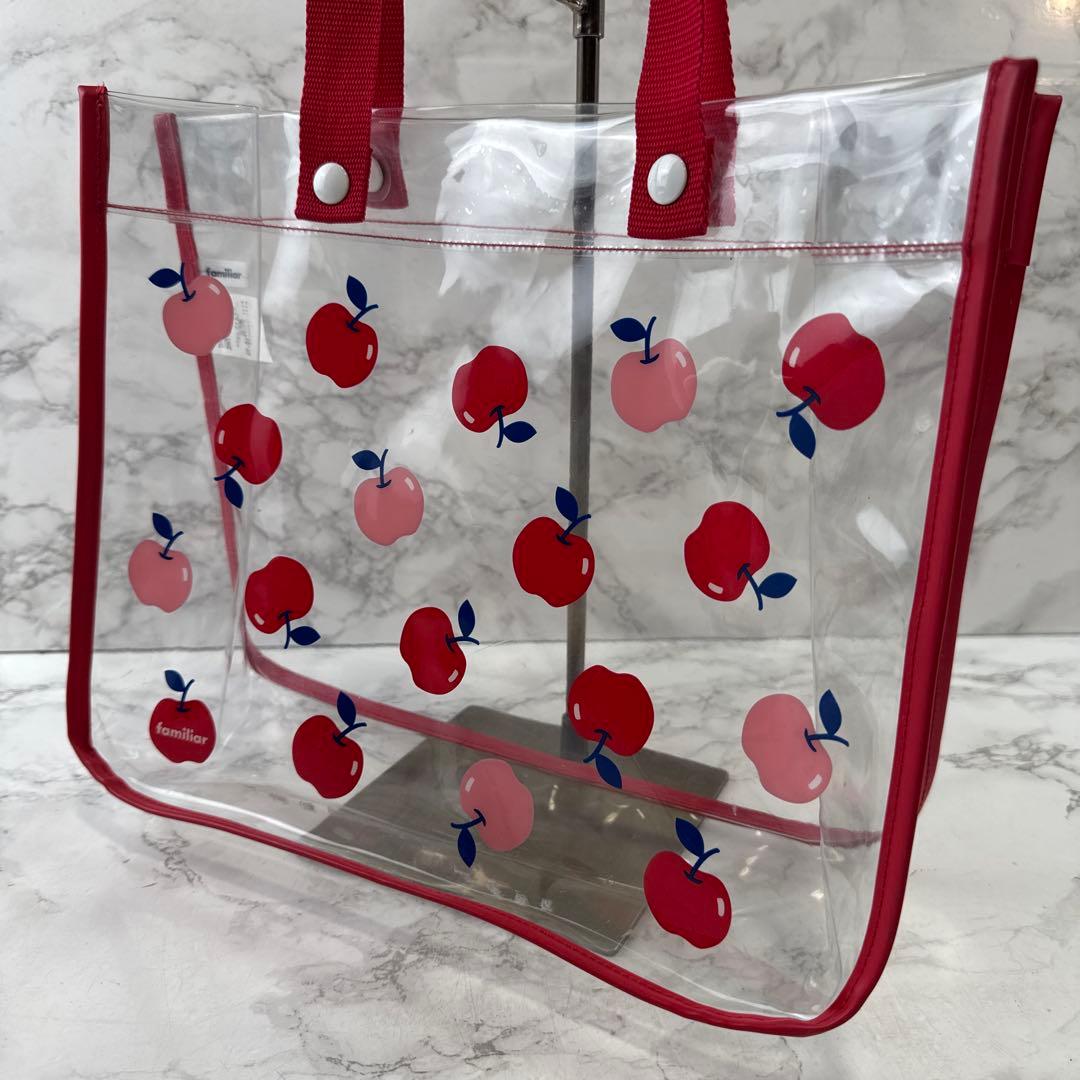 familiar ファミリア りんご柄 クリアビニールトートバッグ+ミニバッグ
