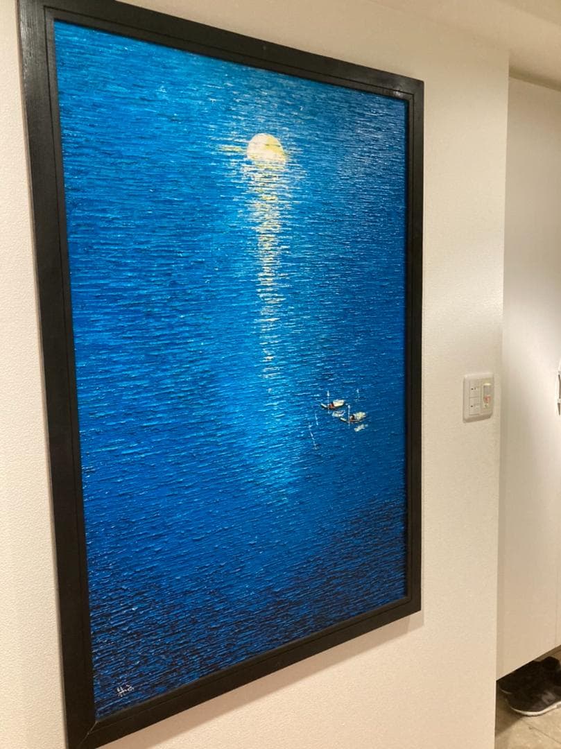 日の出の海の風景画（油絵肉筆画）885×1280 Amazon.co.jp: Potooart 海の景色 夜明けの海 綺麗な日の出 ポスター