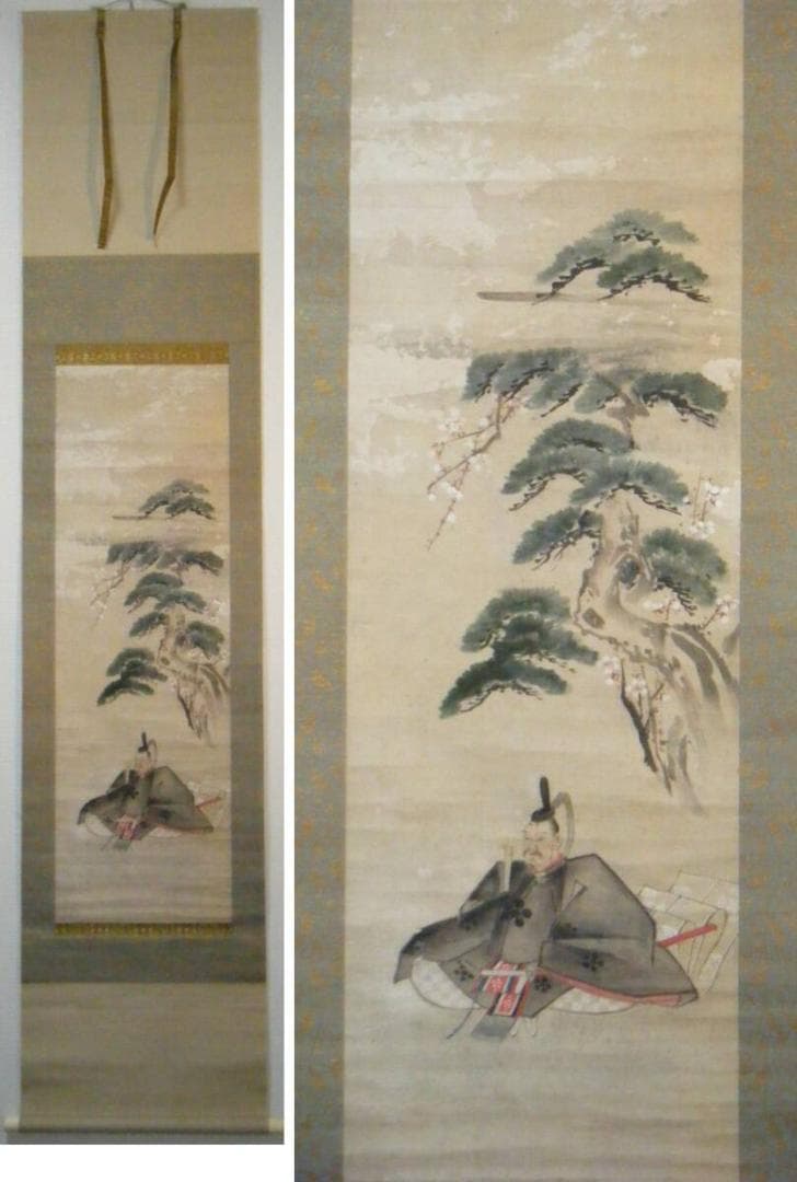 【真作】掛軸　無落款　天神図　古美術　逸品　O125