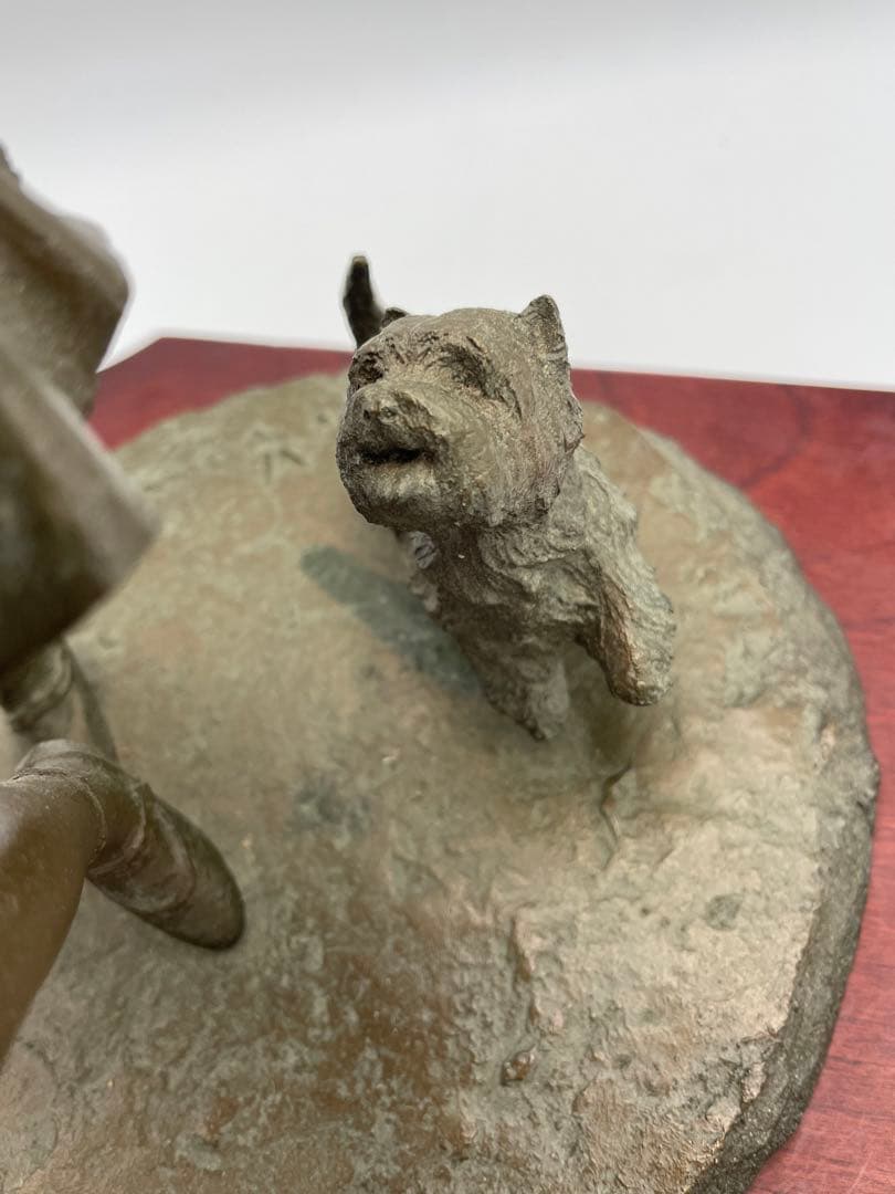 大道寺 光弘】のブロンズ像【FRIENDS たわむれ】少女と仔犬の置物 ②