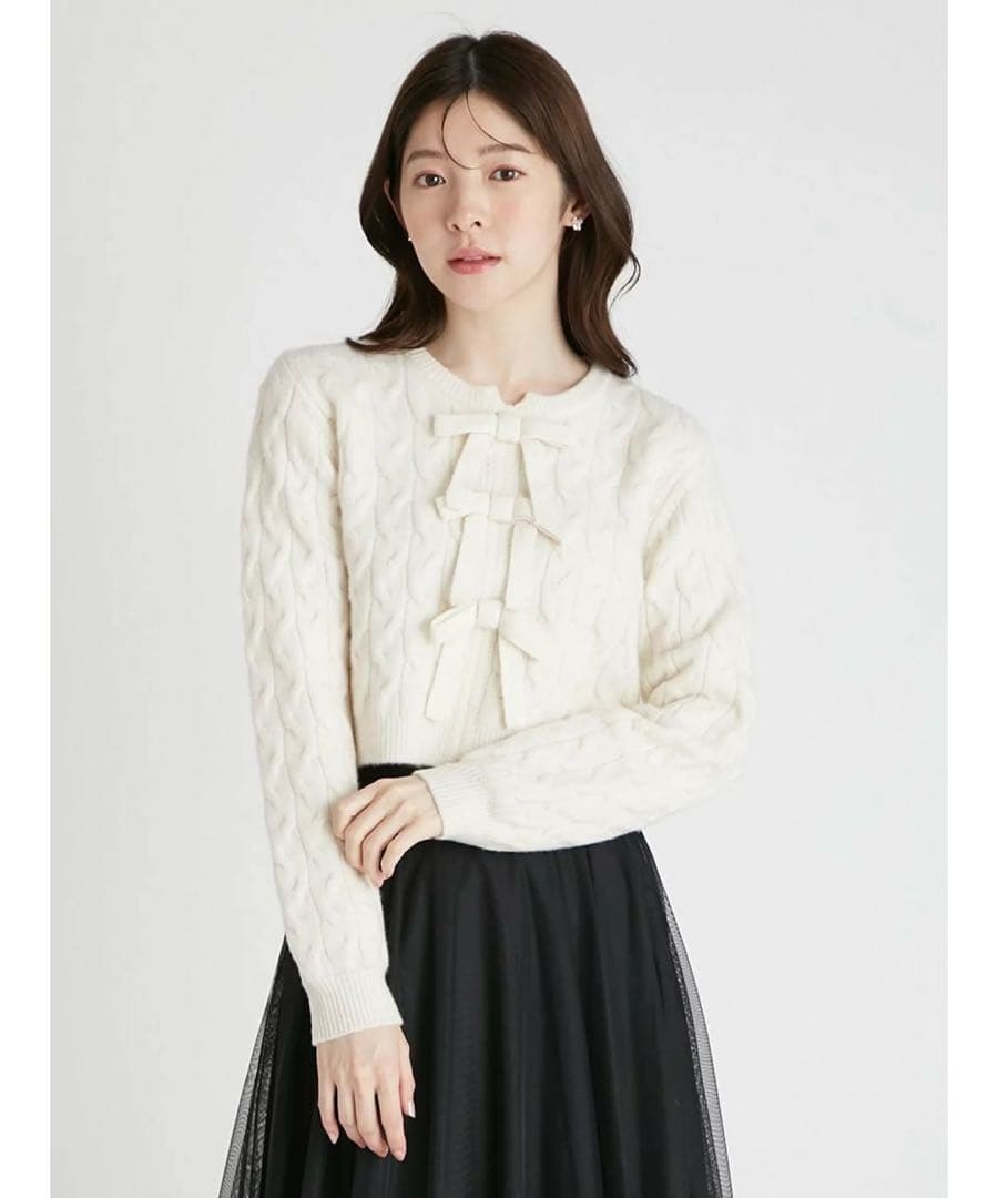 celford リボンモチーフケーブルニットプルオーバー
