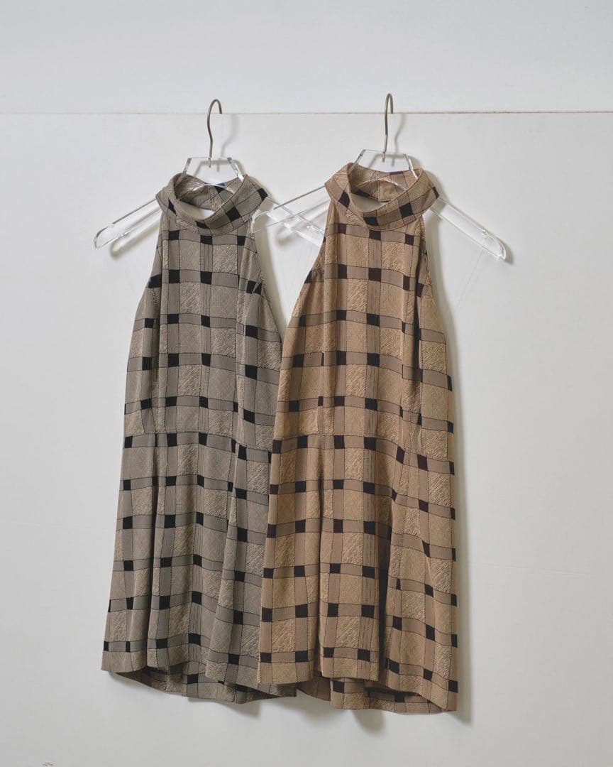 新品Todayful Halterneck Checkjacquard Tops