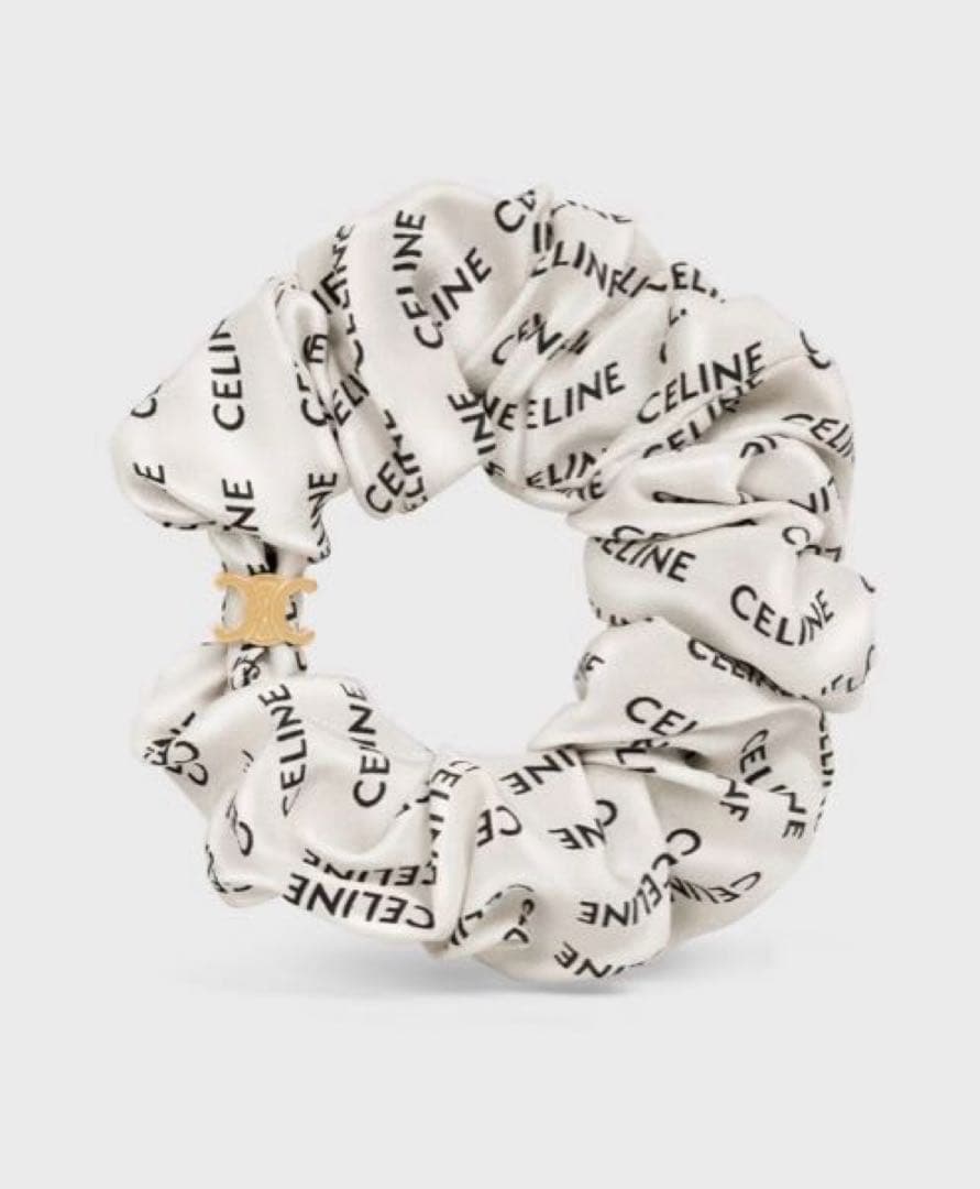 CELINE レイユール シュシュ / シルク＆ゴールドフィニッシュ ブラス